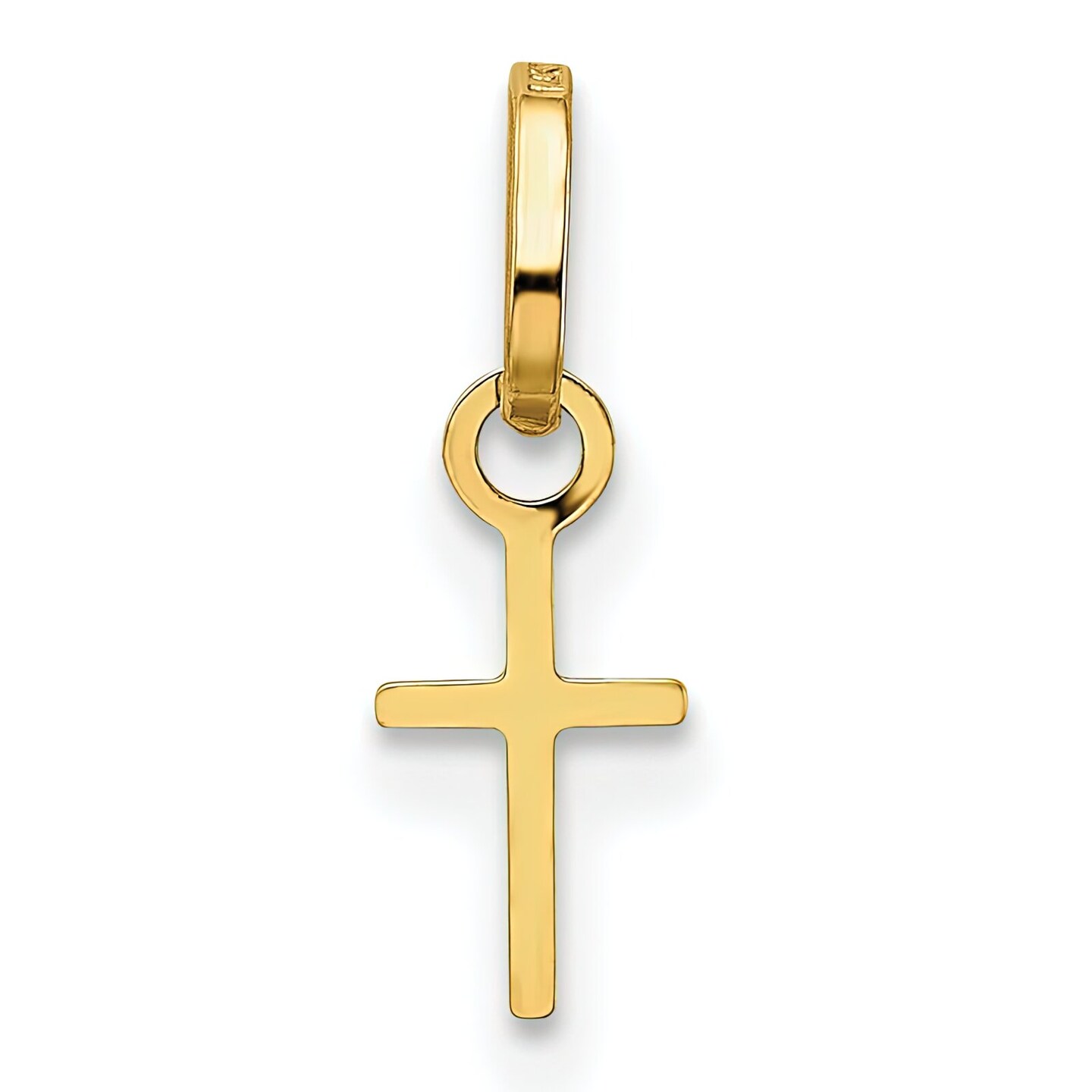 14K Yellow Gold Cross Charm Pendant Religious Jewelry 14 X 5mm