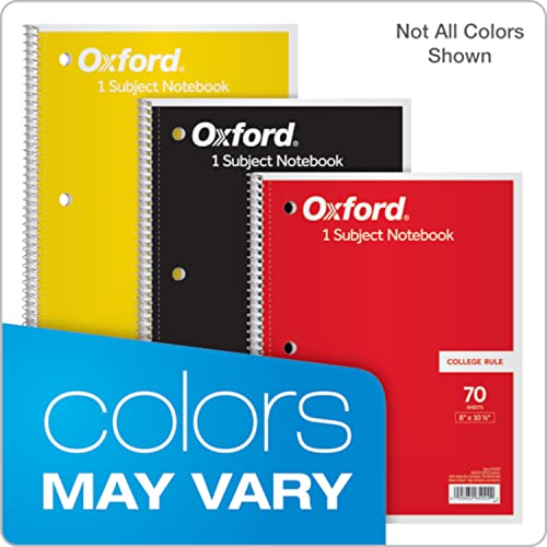Spiral Notebook 6-Pack 1 Subject College Ruled Paper 8 x 10-1/2 Inch Color Assortment Design May Vary