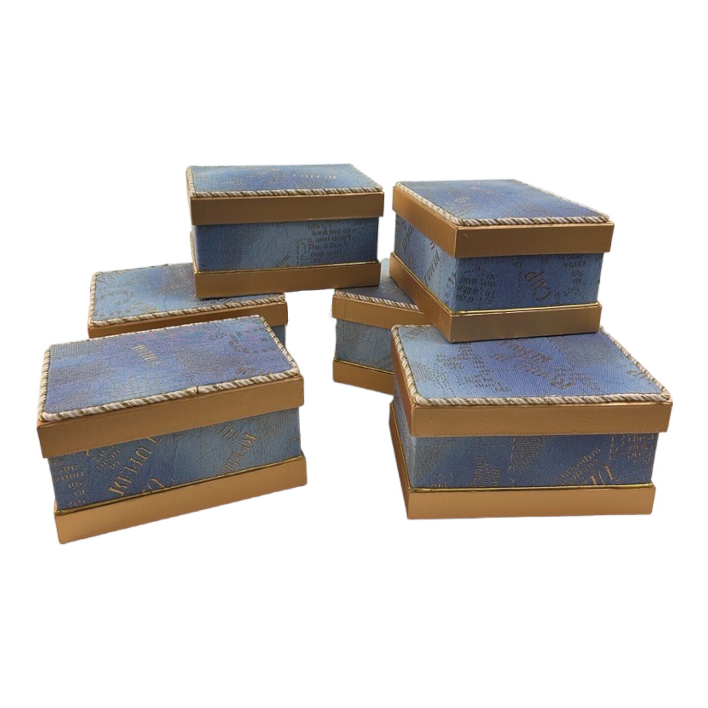 Value Pack of 6 Rectangular Cosmopolitan Box - Blue - 3 pc Set