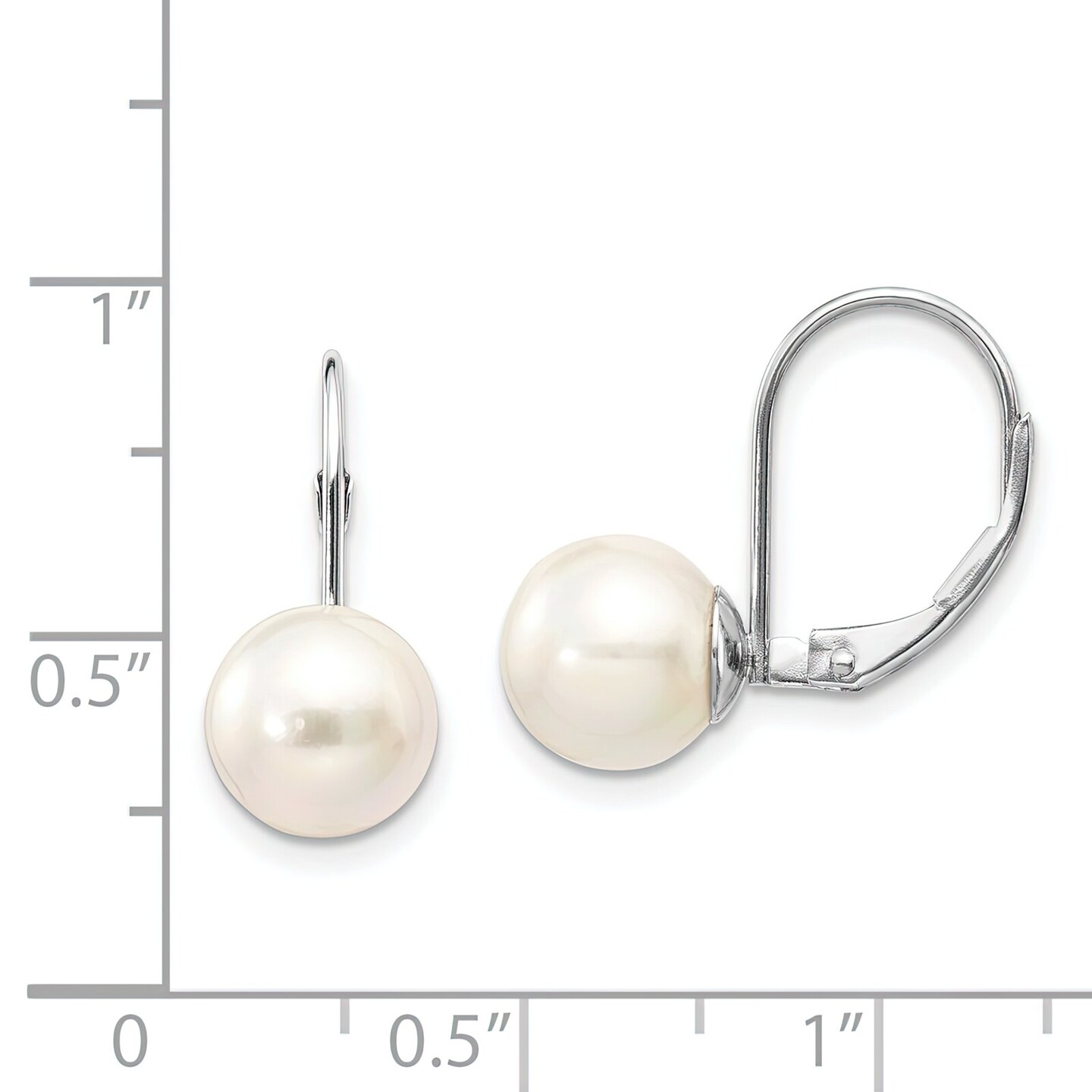 14K Gold Pearl Lever Back Earrings Ear Jewelry New 17 X 8.5mm 