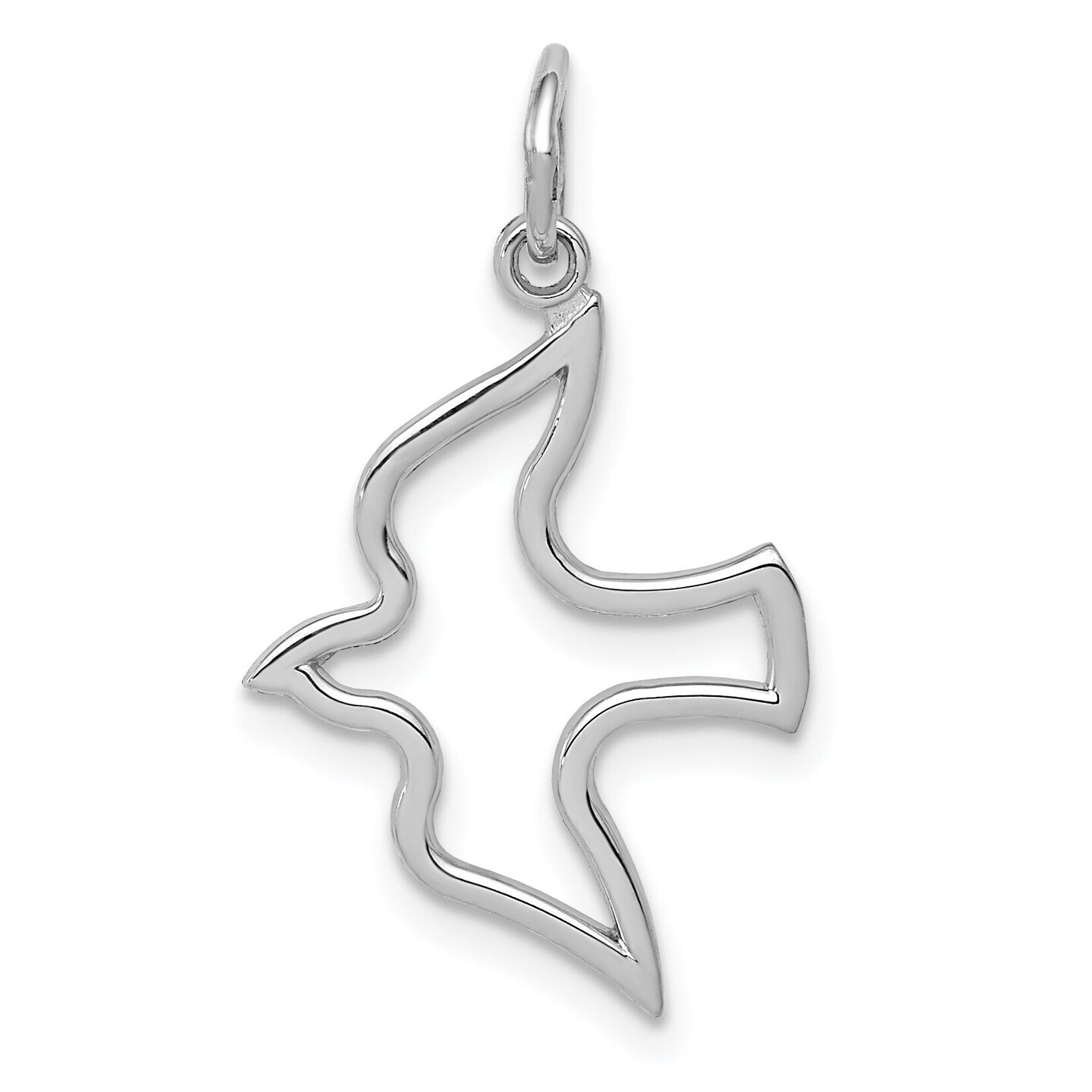 14K White Gold Holy Spirit Dove Charm Pendant Jewelry 25mm x 15mm