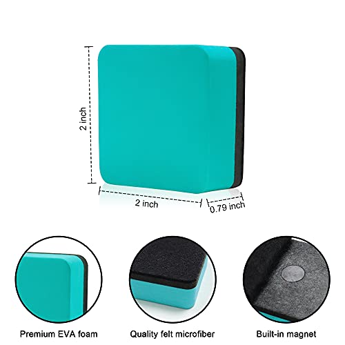 48 Pack ,Mini Dry Erase Erasers, Magnetic Whiteboard Dry Erasers Chalkboard Cleaner Wiper for Kids and Classroom Teacher Supplies, Home and Office (2 x 2 Inch) Green
