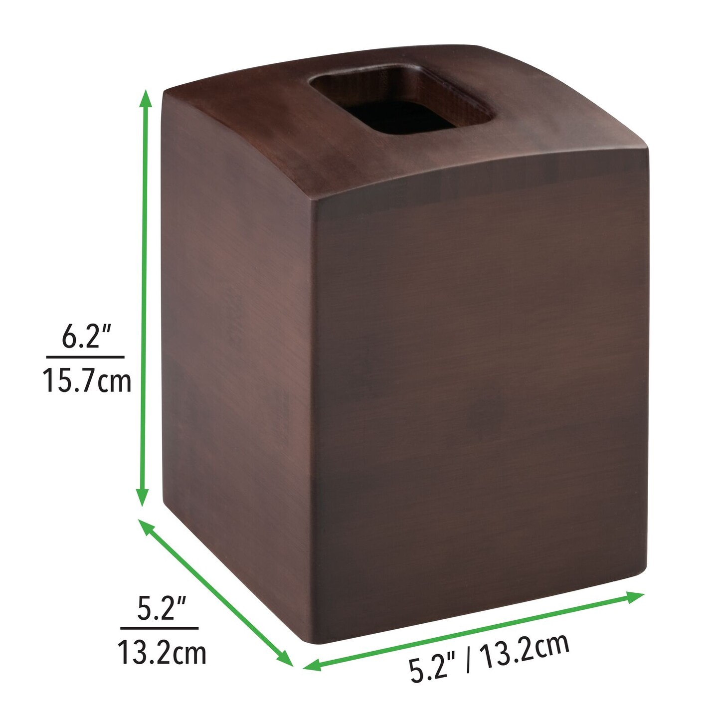 mDesign Square Bamboo Paper Facial Tissue Box Cover Holder, 2 Pack