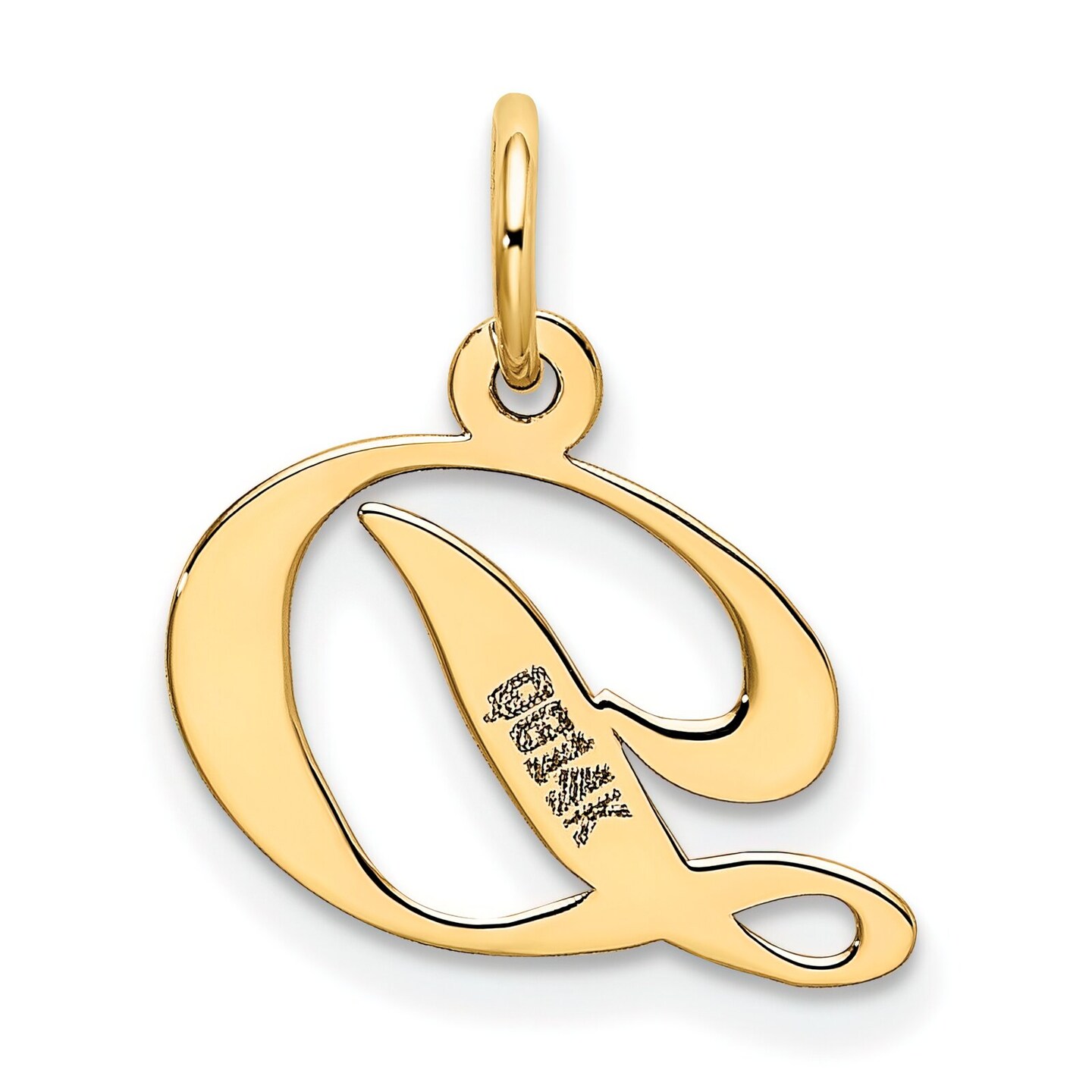 14K Yellow Gold Small Fancy Script Initial D Charm Jewerly 16mm x 15mm