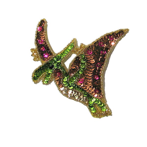 4 1/4" x 4 1/4" Terry Pterodactyl Dinosaur Sequin Applique/Patch