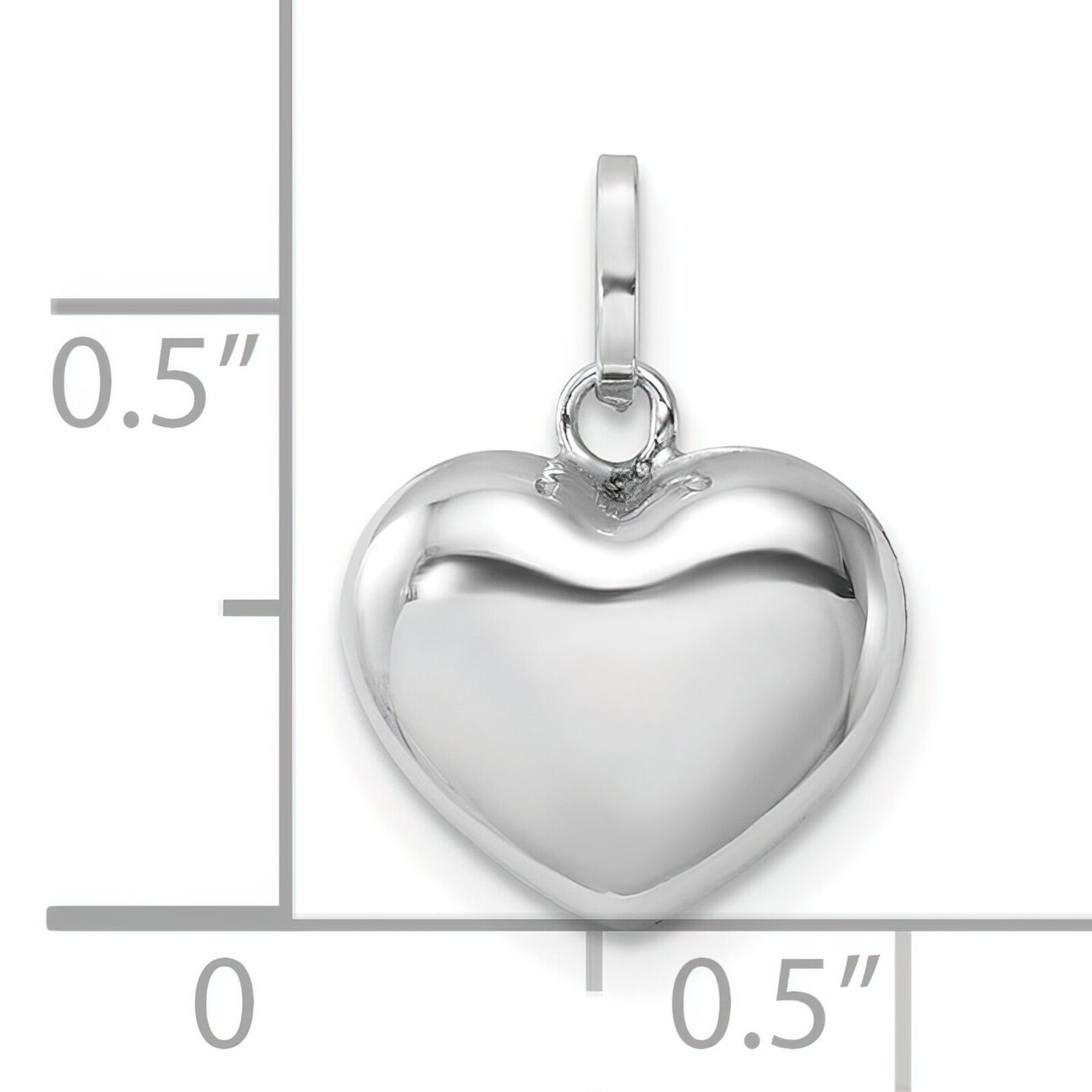 14K White Gold Puffed Heart Pendant Charm Love Jewelry