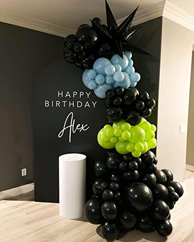 100 Pack 12 Inch Black Latex Balloons - Round Helium Balloons for Black Themed Wedding, Graduation, Anniversary, and Birthday Party Backdrop Decorations