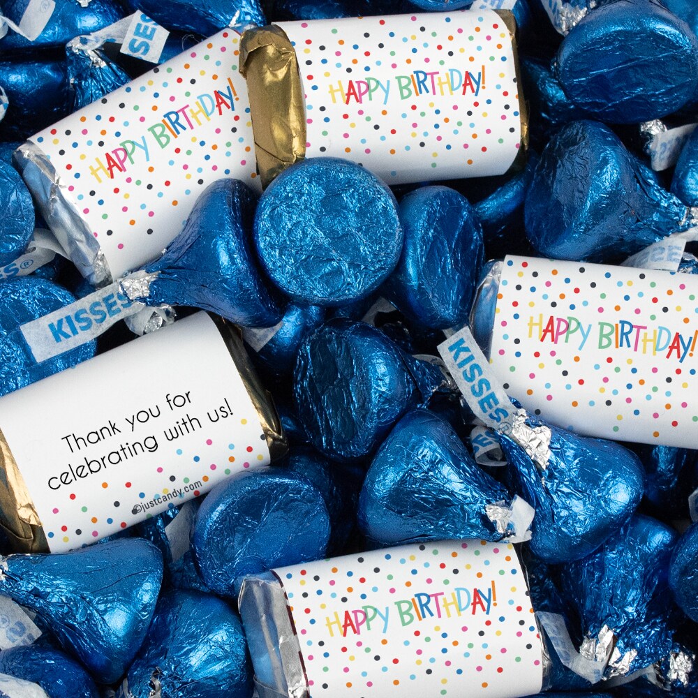 Birthday Candy Party Favors Hershey&#x27;s Miniatures and Kisses - Colorful Dots