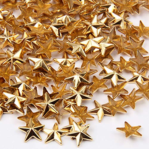 300 Pieces Hotfix Iron On, Flat Back Stars Studs - 1/4&#x22; Flatback Glue on Studs (Gold, 10x10mm)