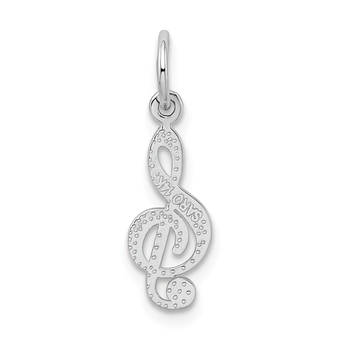 14K White Gold Treble Clef Charm Music Pendant Jewelry! 20mm x 5mm