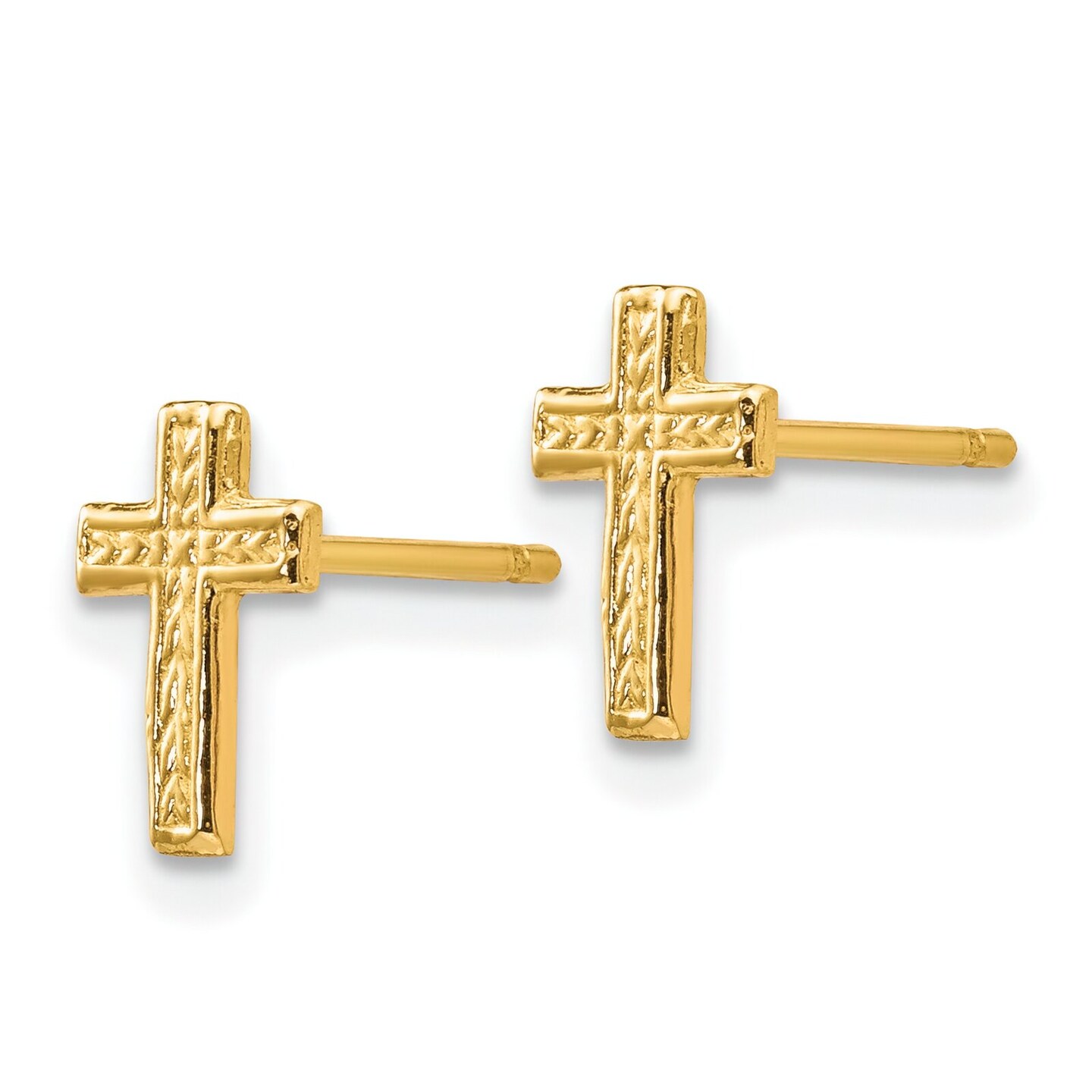 14K Yellow Gold Cross Post Earrings Earring Jewelry 9mm x 6mm
