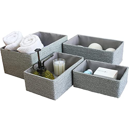 LA JOLIE MUSE Small Wicker Baskets for Organizing, Bathroom Basket