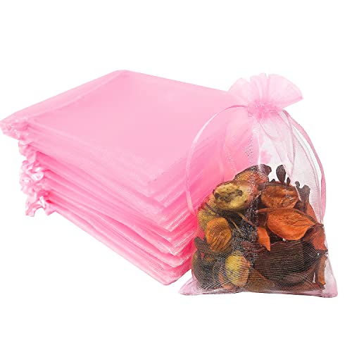  Healeved 100 pcs small business freebies Pink mesh bags Gift  Bags Candy Pouch wedding favor bags small favor bags wedding organza bags  mesh goodie bags mini bags gauze drawstring bride 