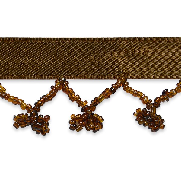 Conso 1 1/2&#x22; Beaded  Y  Fringe  W /Tied Bow Trim
