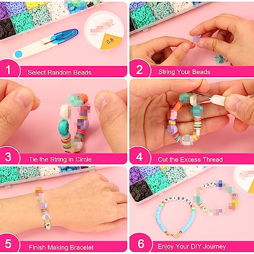 5800 PCS Clay Beads for Bracelet Making Kit - Jewelry Making Kit for Girls, Includes 16 Colors of Polymer Heishi Beads and Letter Beads, Ideal for Gifts
