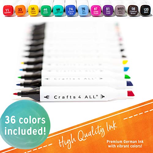 Crafts 4 All - Permanent Non-Bleed Fabric Marker with Dual Tip - Pack of 2  (Black) 