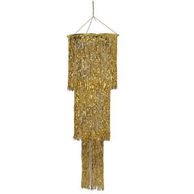 Beistle Pack of 6 Shimmering 3-Tier Metallic Gold Chandelier Hanging Party Decorations 4'