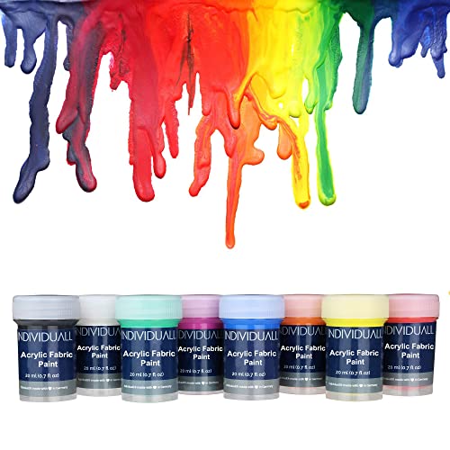 Premium Fabric & Textile Paints Professional Grade Clothing Paint Set Art and Hobby Paints Craft Paint Set with 8 x 20 ml / 0.7 fl oz Vivid Colors for Beginners, Students, & Artists