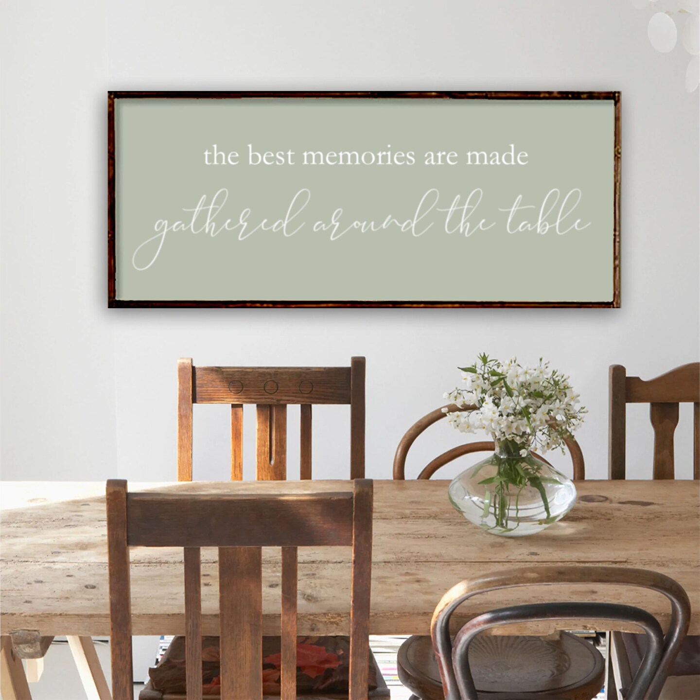Best memories are made gathered around the table wall decor dining