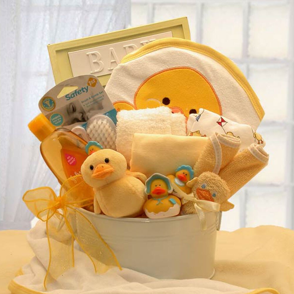 Gift Basket Drop Shipping Bath Time Baby Medium Basket, Yellow