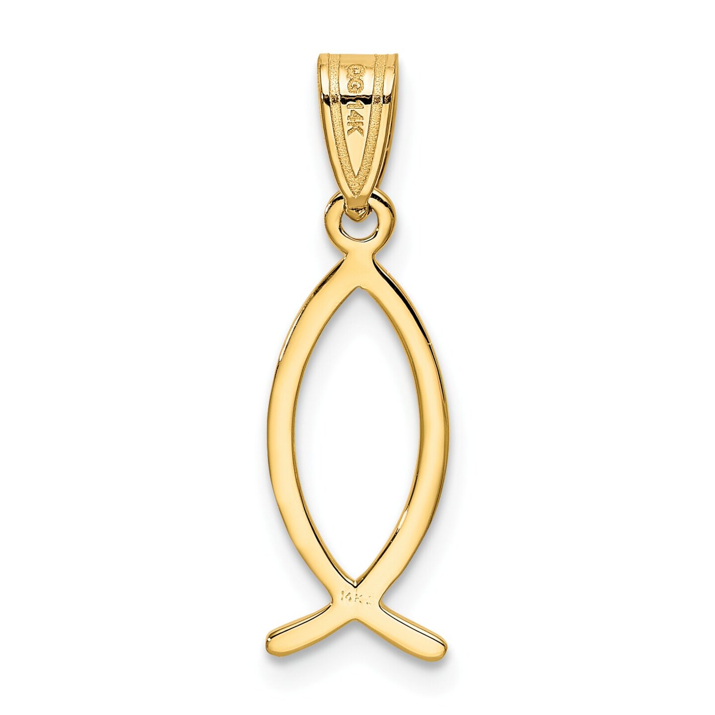 14K Yellow Gold Ichthus Fish  Charm Pendant Jewelry