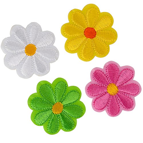 16 Pieces Flowers Butterfly Sunflowers Iron on/Sew on Patches Rose Embroidery Applique Patches for Arts Crafts DIY Decor, Jeans, Jackets, Clothing, Bags