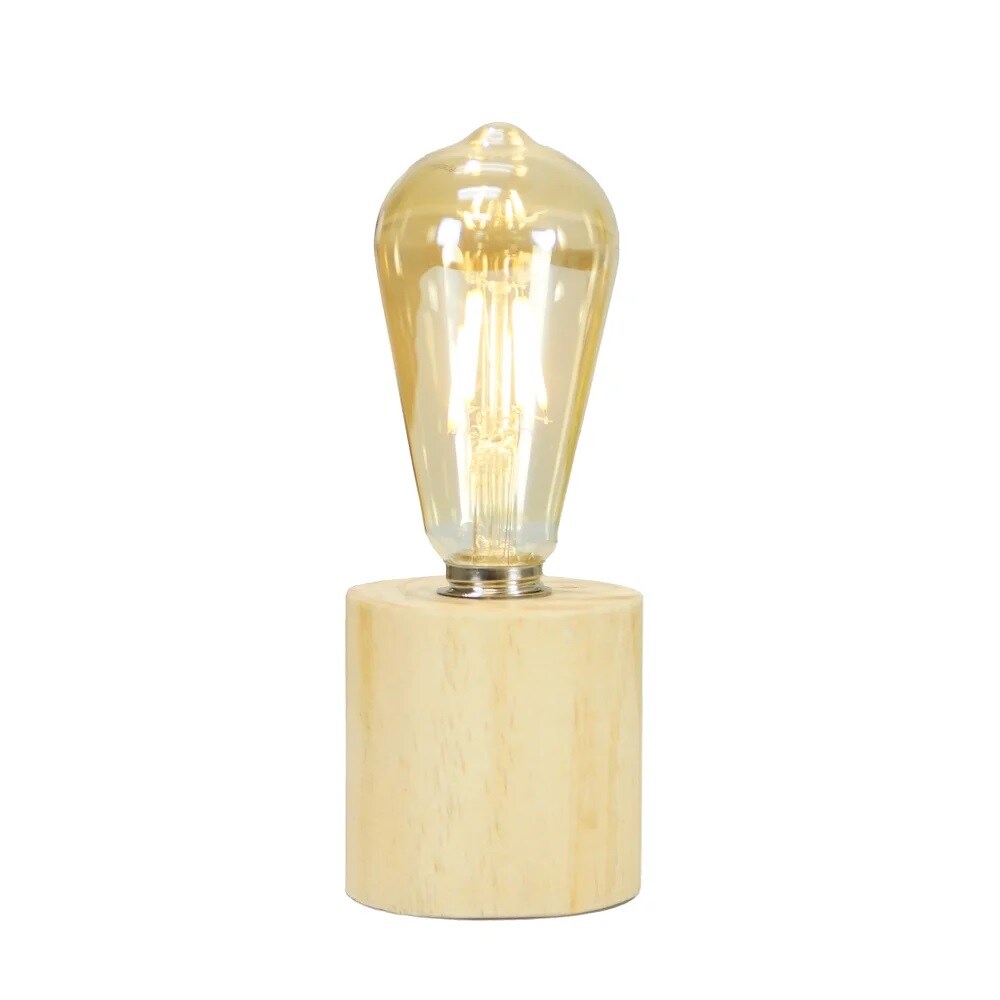 Wooden Battery Operated Desk Lamp with Edison Bulb
