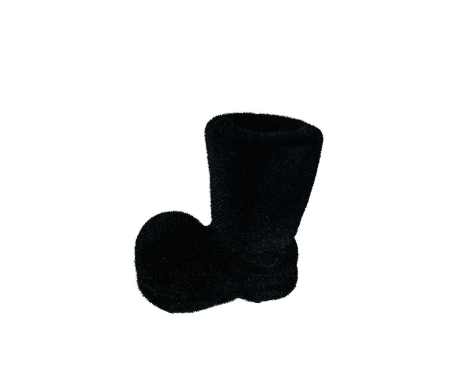 7&#x22;Hx6&#x22;L Flocked Santa Boot Ornament - Festive Holiday Decor in Red or Black-XN363299