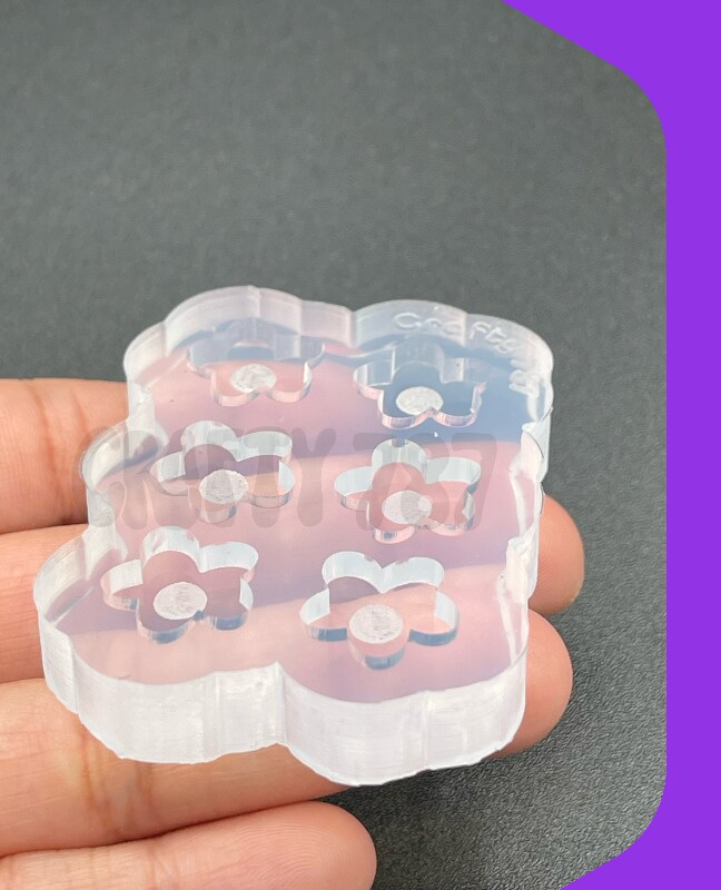 Flower Good Vibes Stud Resin Silicone Mold , Uv Resin Mold , Polymer Clay Mold (A1)