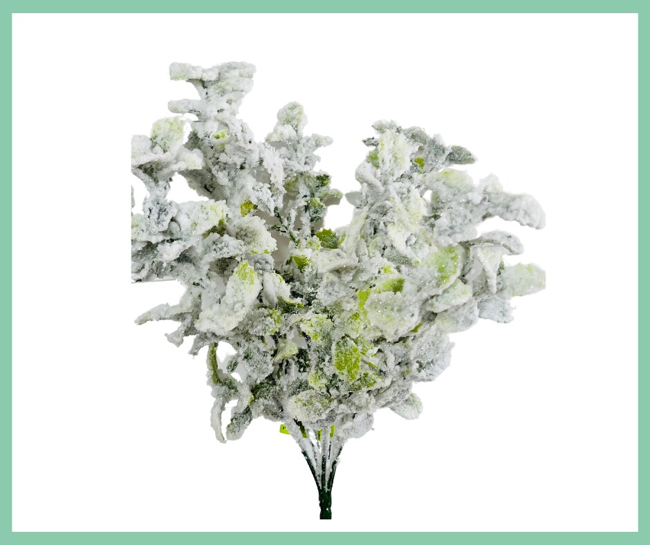 18&#x22; Snowy Mint Artificial Bush - Frosty Decorative Accent for Winter-Themed Arrangements-82713GN