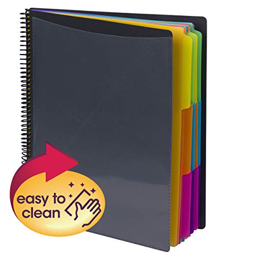 24 Pocket Poly Project Organizer, 1/3-Cut Tab, Letter Size, Gray with Bright Colors (89206)