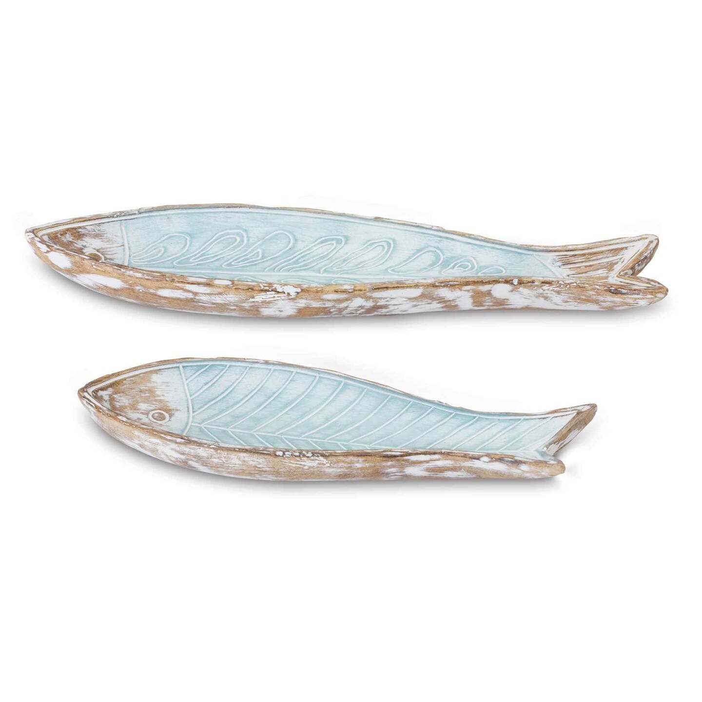 Melrose Geometric Etched Fish Decorative Plates - 14.5&#x22; - Set of 2