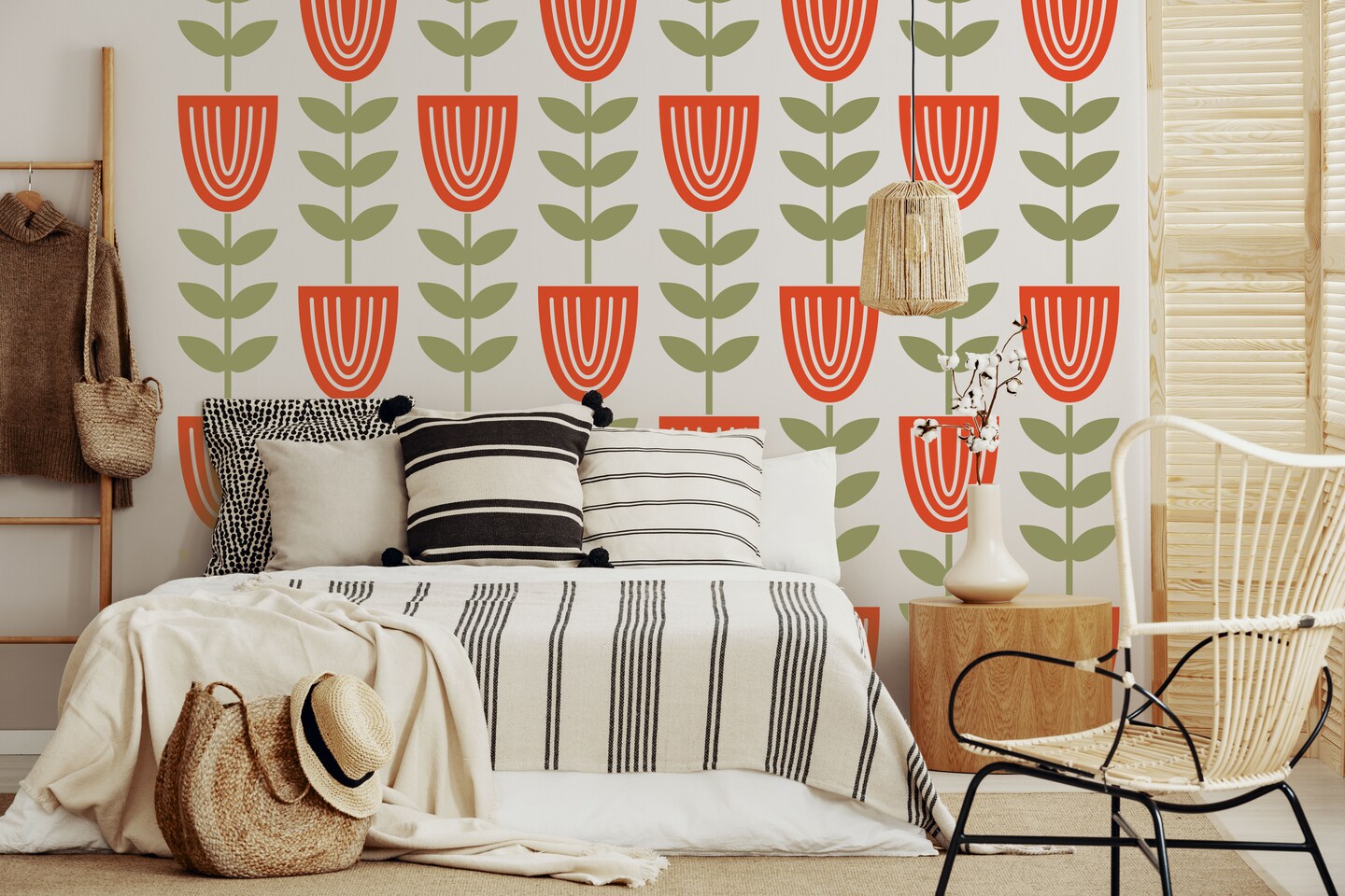 Flower Wall Decal, Scandinavian Wall Decal, Mid Century Decal, Tulip