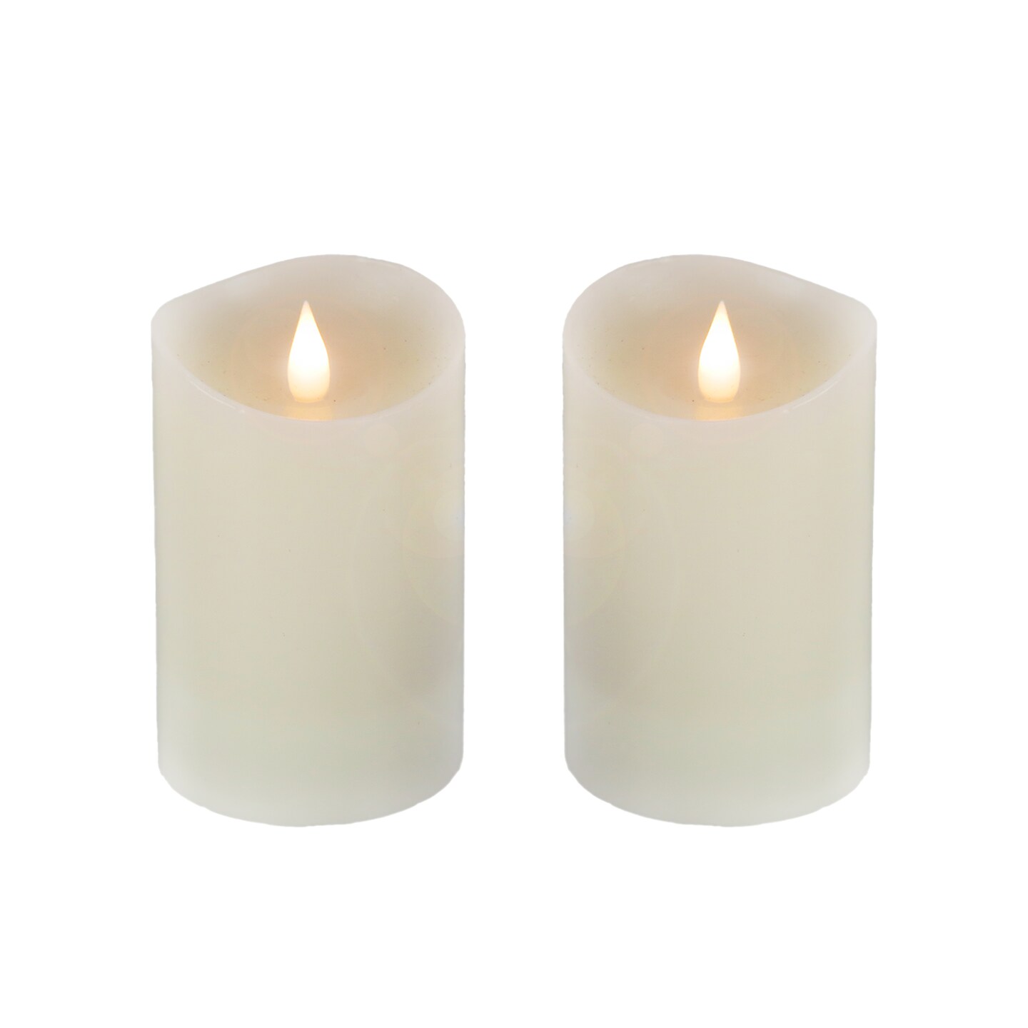 HGTV Home Collection Set of 2 Heritage Real Motion Flameless LED Candles With Remote, Ivory with Warm White LED Lights, Battery Powered, 5 in