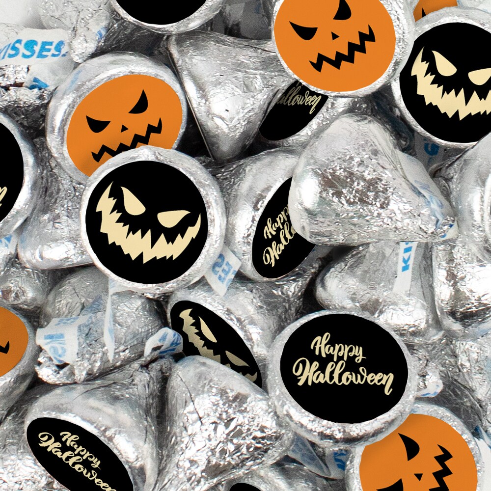 Halloween Candy Party Favors Chocolate Hershey&#x27;s Kisses - Scary Pumpkins