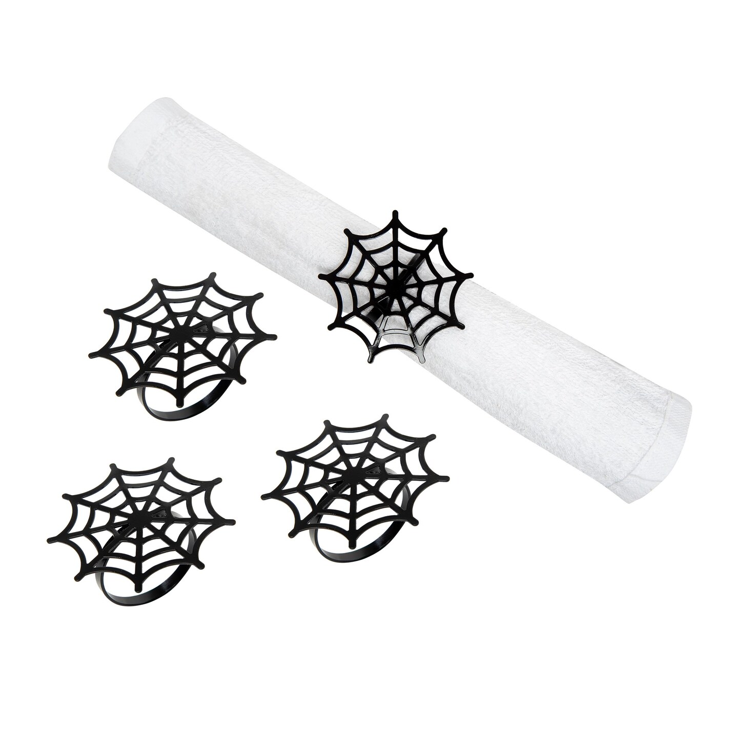 Black Spider Web Halloween Napkin Ring Set of 4