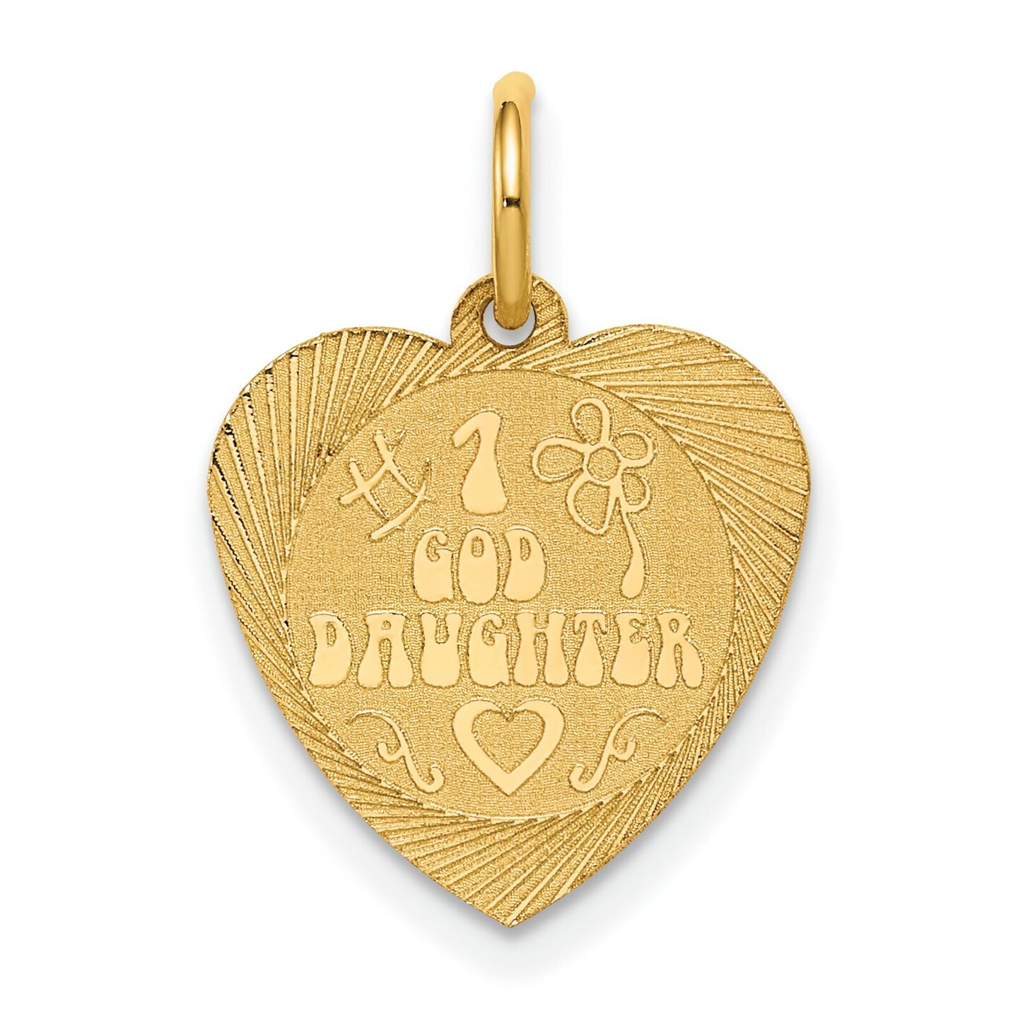 14K Yellow Gold #1 Goddaughter Heart Charm Jewelry