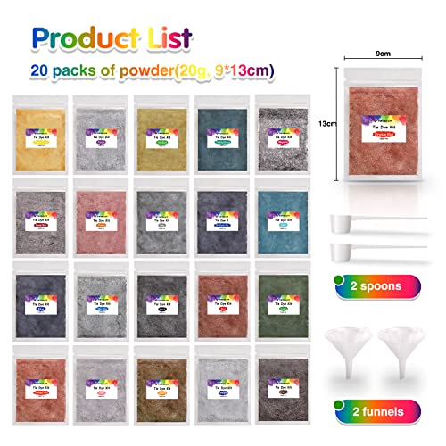 Tie Dye Powder Refills 400g - 20 Vibrant Colors Permanent Tie Dye Powder for Tie Dyeing, Easy to Use &#x26; Non-Toxic Tie Dye Powder Bulk for Kids Adults