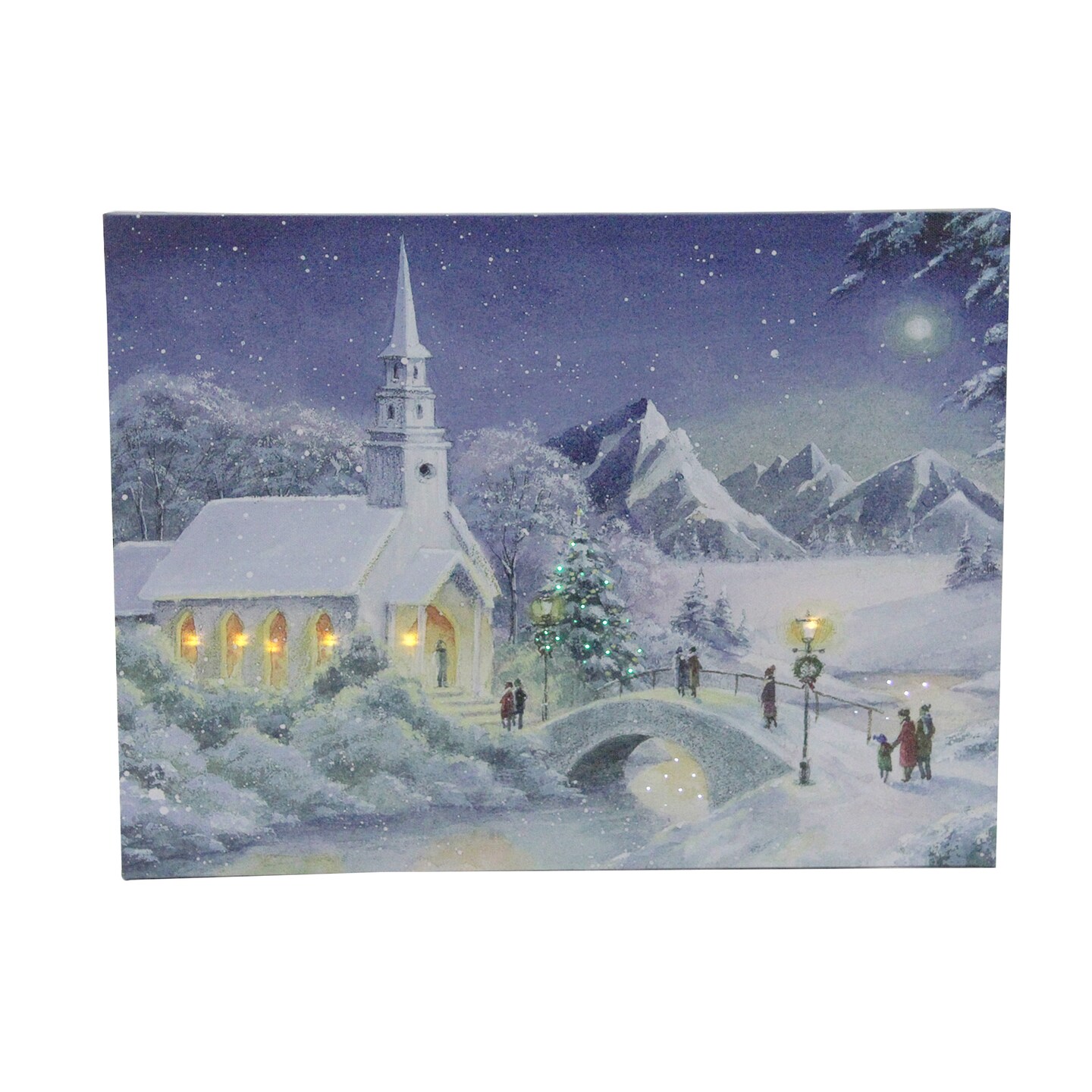 Northlight LED Fiber Optic Lighted Snow Covered Church Christmas Wall Art 15.75&#x22; x 12&#x22;