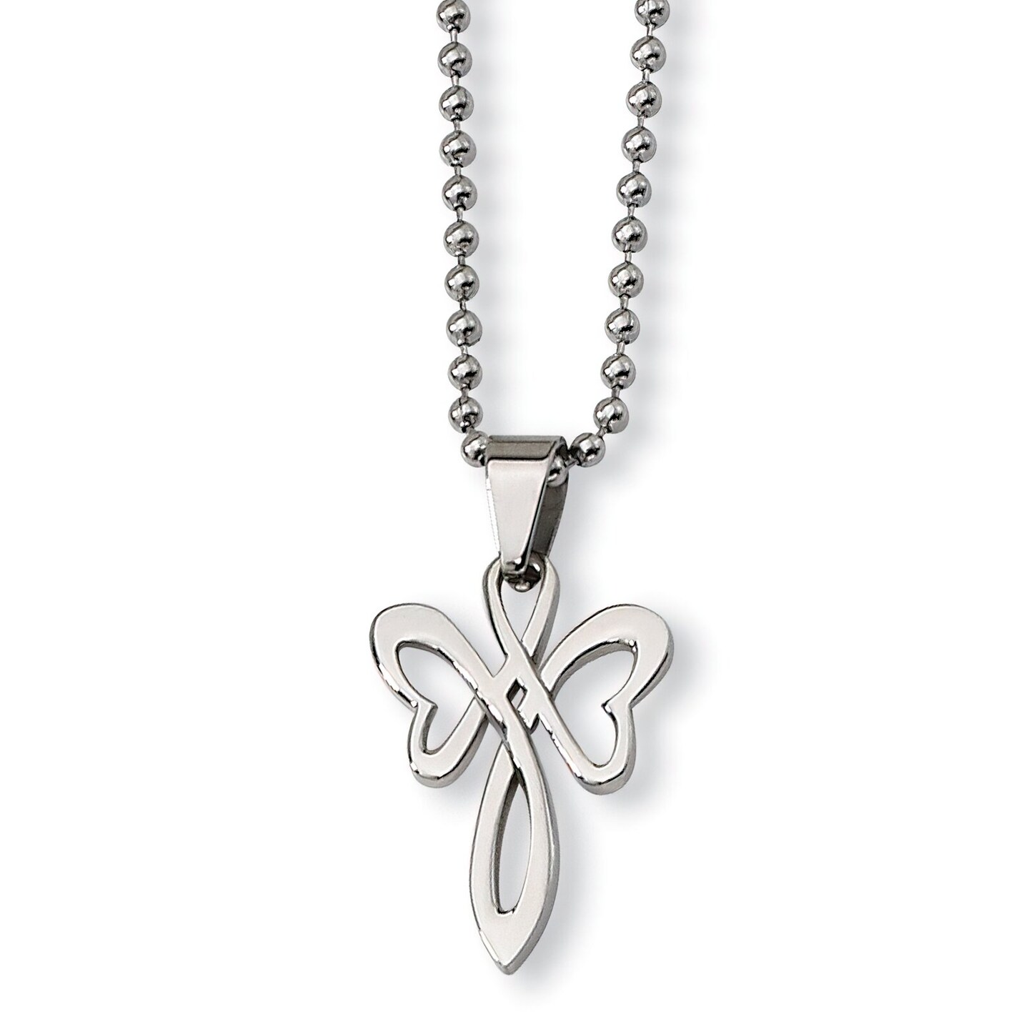 Stainless Steel Butterfly Cross Mens Necklace 22" Michaels
