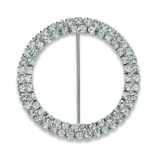 2 1/4&#x22; X 2 1/4&#x22; Round Double Row Rhinestone Buckle