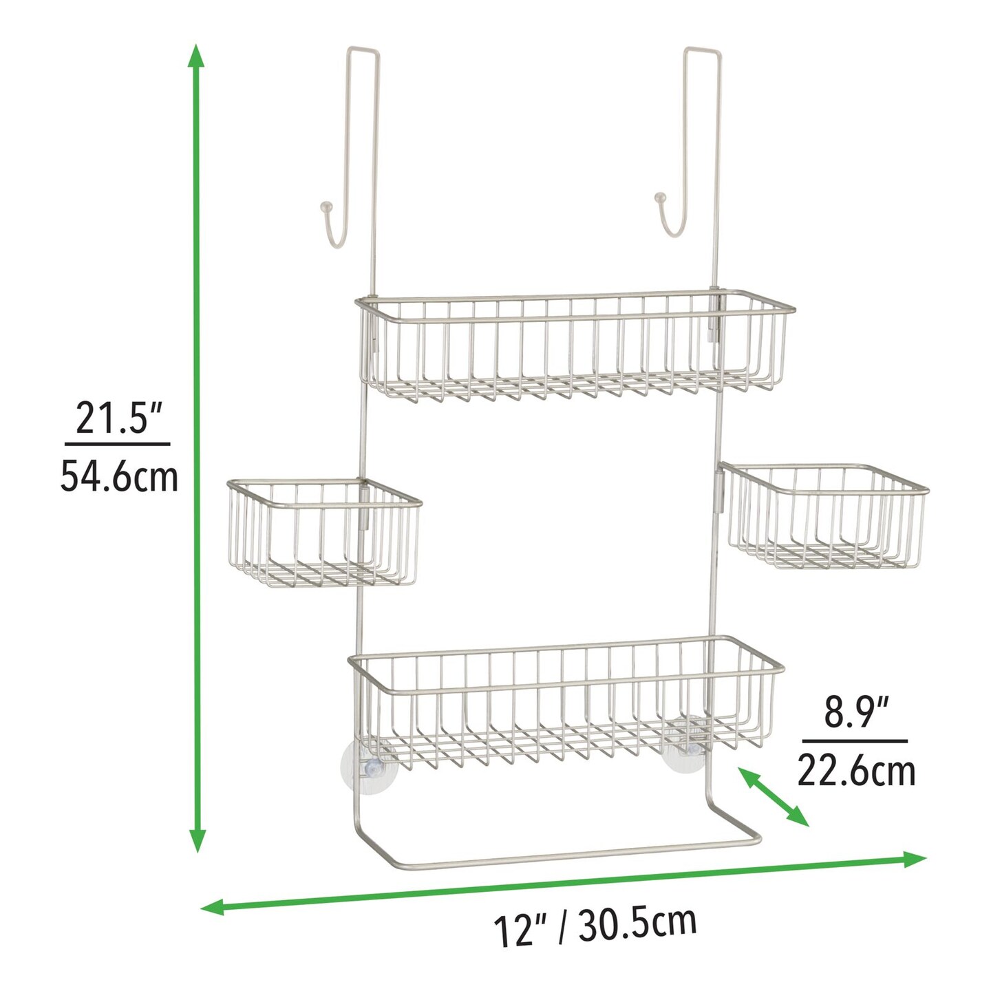 mDesign Steel Bathroom Shower Caddy Hanging Rack Storage Organizer
