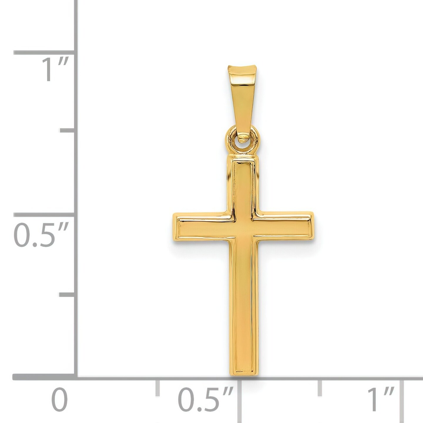 14K Yellow Gold Hollow Cross Charm Jewelry FindingKing