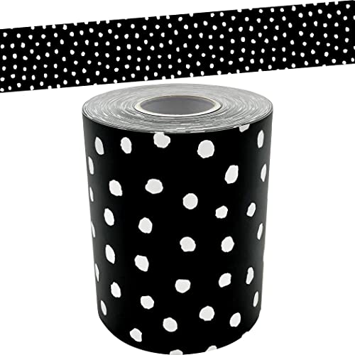 White Painted Dots on Black Straight Rolled Border Trim (TCR8911)