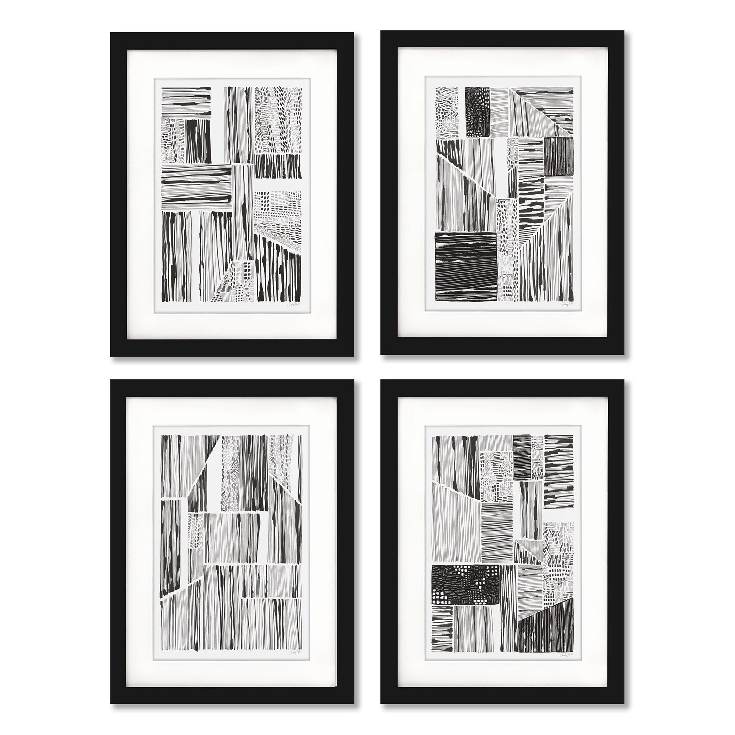 Lined Up by Courtney Prahl - 4 Piece Gallery Framed Print Art Set