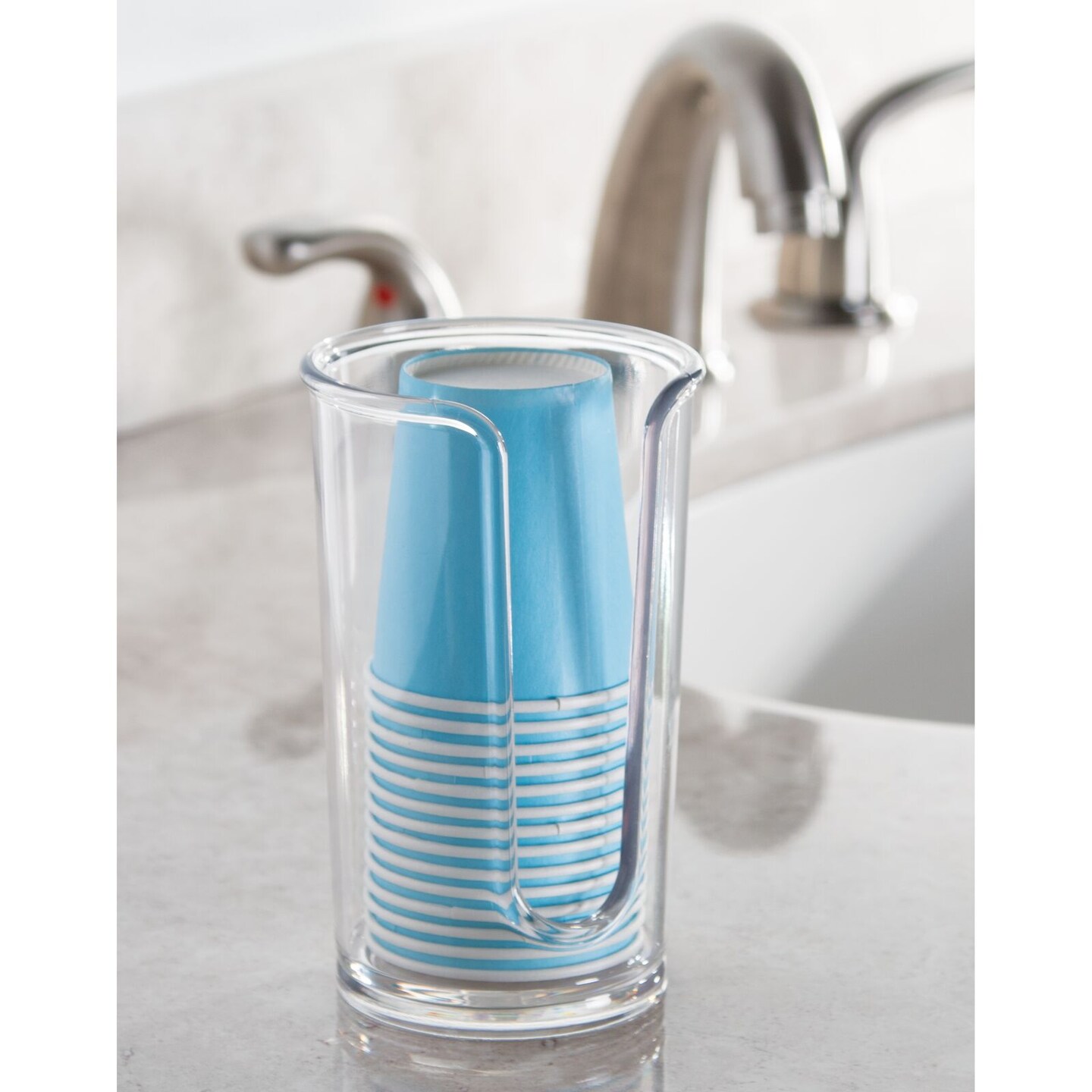 mDesign Plastic Small Disposable Paper Cup Dispenser - 2 Pack