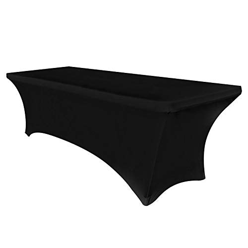 6ft Stretch Spandex Table Cover for Standard Folding Tables - Universal Rectangular Fitted Tablecloth Protector for Wedding, Banquet and Party (Black, 72 Length x 30 Width x 30 Height Inches)