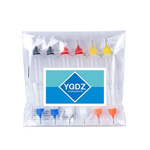 YGDZ 12pcs Precision Tip Applicator Bottles, 30ml Needle Tip Squeeze Glue Bottles for Paint Quilling Craft, 6 Colors Precision Bottles with 5 Mini Funnels