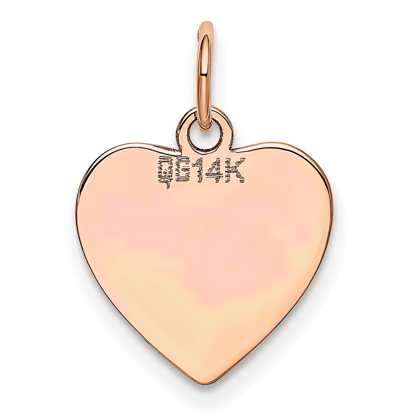 14K Rose Gold Heart Charm Engraveable Jewelry Pendant 18mm x 13mm