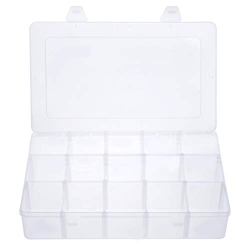 Gospire 15 Large Grids Clear Plastic Jewelry Box Organizer Storage  Container with Removable Dividers (15 Grids - Clear)